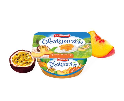 Ehrmann epres, barackos-marakujás, cseresznyés túró desszert Obstgarden 125g
